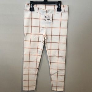 Janie and Jack Pants Cream and Pink Plaid 6